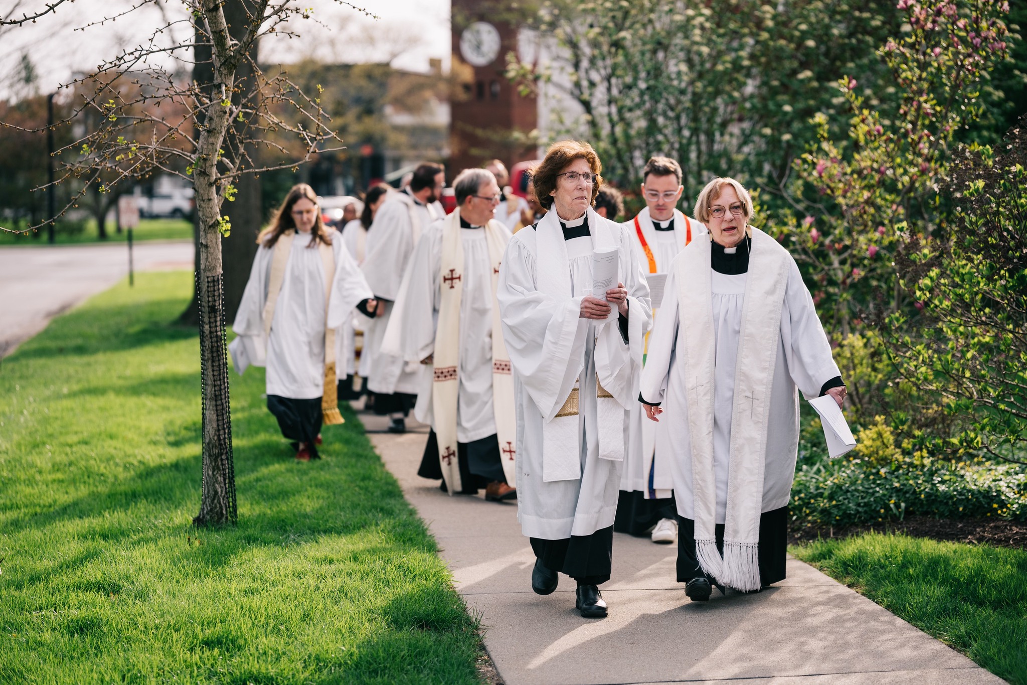 Clergy and choir processing outside Christ Church Episcopal Hudson